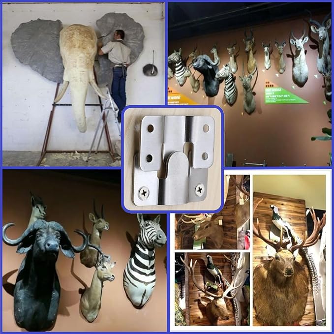 French Cleat Hanger Kit- 6 Sets Picture Hanging Jig with Screws, Deer Mount Hanger Hardware,Art Gallery Wall Flush Mount Heavy Duty Picture Hanging Hanger ,Stainless Steel Shelf Brackets