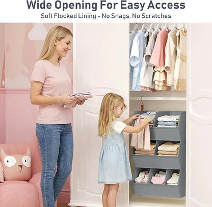 Hanging Closet Organizer Extra Large, Clothes Hanging Shelves for Closet with Divider, Collapsible Closet Storage System, Fabric Storage Bins for Home, Dorm, Rv, Sweaters, Handbags, Underwear, Sock