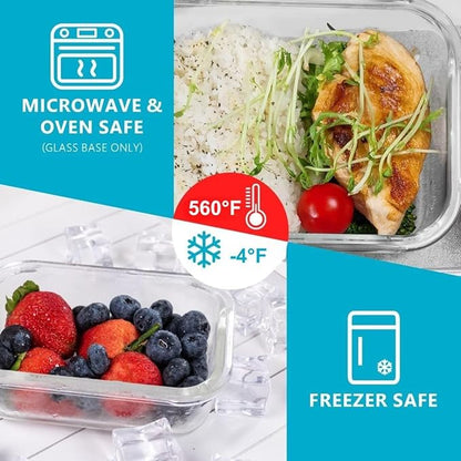 Igluu Meal Prep Glass Containers with Lids (10 Pack) – Airtight & BPA-Free – Oven, Microwave, Freezer & Dishwasher Safe – 12.5oz/35.5oz – Durable Borosilicate Glass