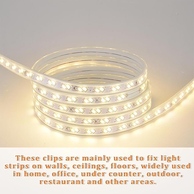 Waterproof LED Strip Mounting Clips Holder Mounting Bracket Neon Mounting Clips Fixing Clamps Holder with 50 Screws for 5mm to 6mm LED Strip Lighting, Translucent, Pack of 50