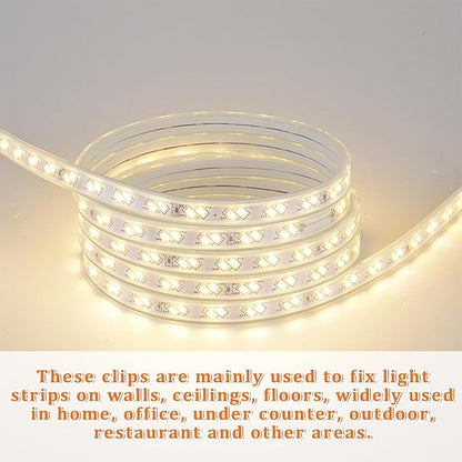 Waterproof LED Strip Mounting Clips Holder Mounting Bracket Neon Mounting Clips Fixing Clamps Holder with 50 Screws for 5mm to 6mm LED Strip Lighting, Translucent, Pack of 50