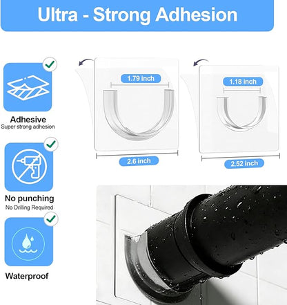 Shower Rod Holder with Strong Adhesive, 4 Pack Shower Curtain Rod Holder for Wall, Tension Curtain Rod Bracket No Drilling, Transparent (Rod not Included)
