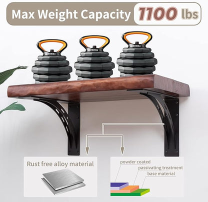 24"x15"x4" Heavy Duty Shelf Brackets, Max Load 1100 LBS, Premium Alloy Metal Mantel Brackets - Countertop Support - Set of 2