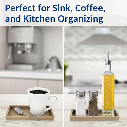 Countertop and Vanity Tray - Small 7.7” Silicone Tray for Soap Dispenser Bottles, Bathroom Trays, Kitchen Sink Trays, Sink Caddy Kitchen Sinks Organizer, Soap Dish & Sponge Holder Mat