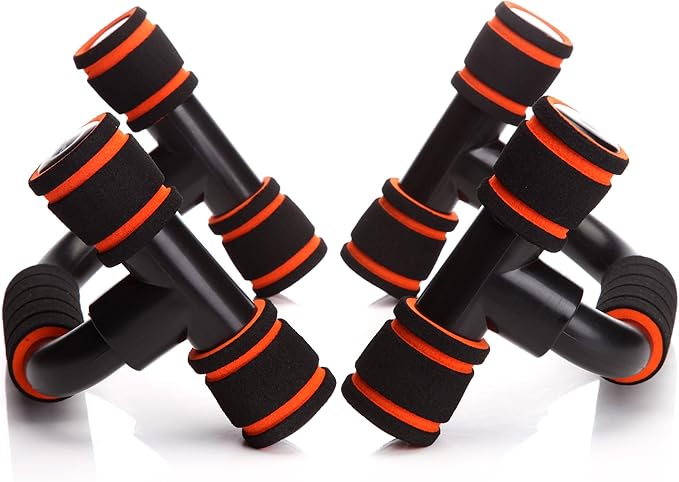 READAEER Push Up Bars Gym Exercise Equipment Fitness 1 Pair Pushup Handles with Cushioned Foam Grip and Non-Slip Sturdy Structure Push Up Bars for Men & Women