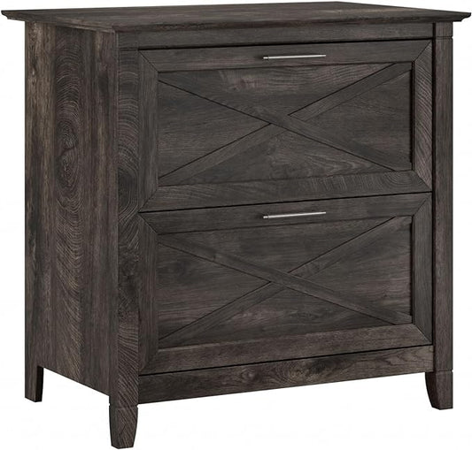 Bush Home Key West 2 Drawer Lateral File Cabinet in Dark Gray Hickory, Document Storage for Home Office, Accent Chest with Drawers