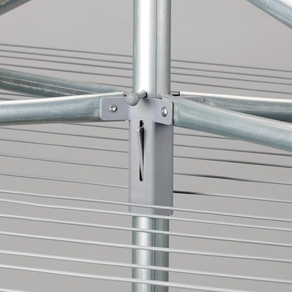 Household Essentials 17130-1 Rotary Outdoor Umbrella Drying Rack | Aluminum | 30-Lines with 210 ft. Clothesline,Silver