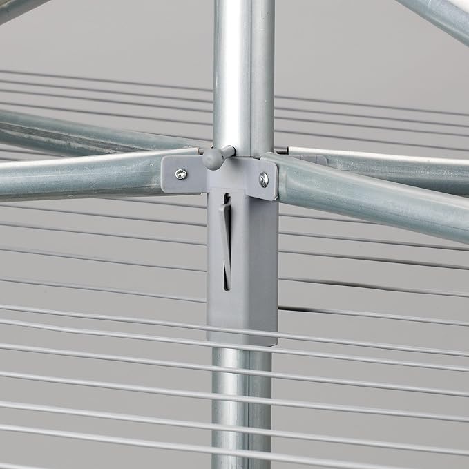 Household Essentials 17120-1 Rotary Outdoor Umbrella Drying Rack | Aluminum Arms and Steel Post | 12-Lines with 165 ft. Clothesline