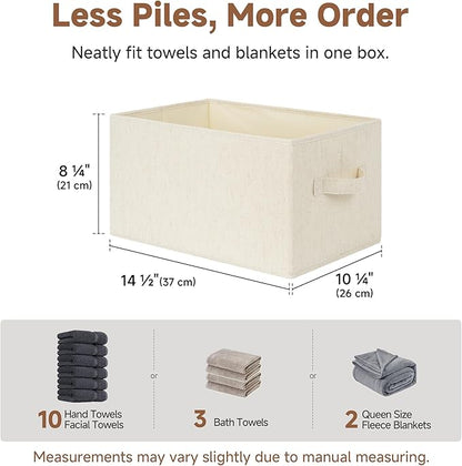 StorageWorks Storage Baskets for Shelves, Fabric Storage Bins, Closet Organization and Storage Basket, Organizer Bins for Clothes, Beige (Cotton-linen), 3-Pack, Large