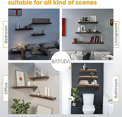 BATODA 6" Floating Shelf Bracket Heavy Duty (4 pcs) – Solid Steel Blind Shelf Supports - Hidden Brackets for Floating Wood Shelves - Blind Shelf Support - Shelving Mounting Hardware Included (Pack 4)
