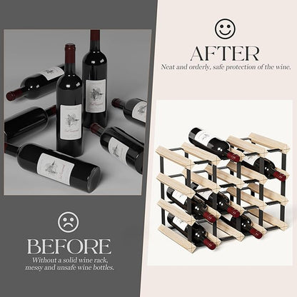Urban Deco Wooden Wine Rack Countertop- Stylish Wine Racks for Cabinets, Perfect for Organizing and Displaying Your Wine Collection, Sturdy & Space-Saving Wine Storage Solution (16 Bottles)