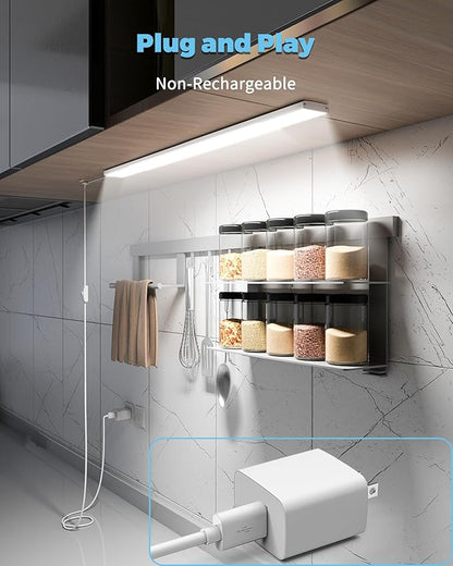 ASOKO Plug-in Under Cabinet Lighting, 24Inch LED Workbench Lights with Super Brighten 900Lumen and Dimmable 6000K Cool White, Memory Function Desk Lamp for Kitchen Sink/Desk/Workbench