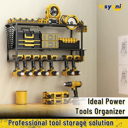 Power Tool Organizer Wall Mount, Heavy Duty 8 Drill Holder Wall Mount, Metal Cordless Tool Shelf, Tool Holder and Storage Rack for Garage Organization Workshop