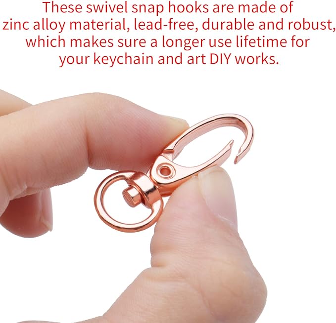 Swivel Clasp Clips,50pcs 35mm Swivel Trigger Clips Metal Keyring Clasps Snap Hooks for Hanging Key Chains Dog Leashes Crafts Decorations,Rose Gold