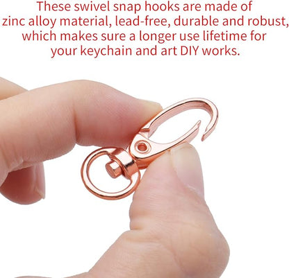 Swivel Clasp Clips,50pcs 35mm Swivel Trigger Clips Metal Keyring Clasps Snap Hooks for Hanging Key Chains Dog Leashes Crafts Decorations,Rose Gold