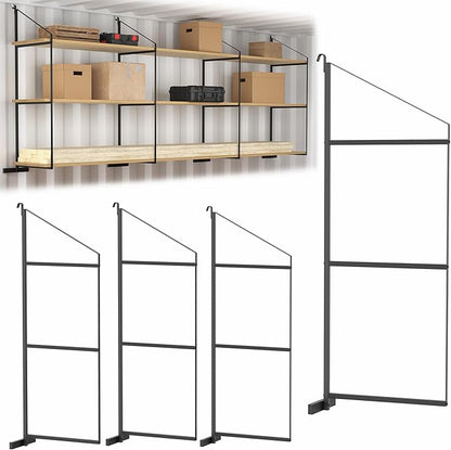 Life Finds 3-Tier Shipping Container Accessories Shelving Brackets, 4 Pack, Holds up to 1100 lbs, Drill-Free Installation with Easy Removal, Surface Sprayed Iron, LF-SCS01