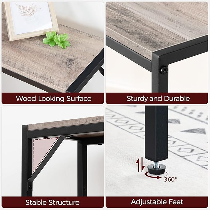 Console Table, 2 Pack Narrow Sofa Table, 43.3” Entrance Table with Power Station, Behind Couch Table, for Living Room, Hallway, Entryway, Foyer, Greige and Black CTHG112E01S2