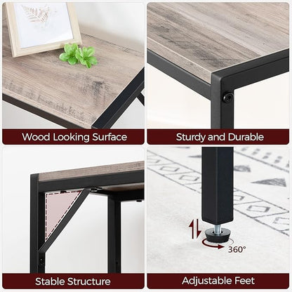 Console Table, 2 Pack Narrow Sofa Table, 43.3” Entrance Table with Power Station, Behind Couch Table, for Living Room, Hallway, Entryway, Foyer, Greige and Black CTHG112E01S2