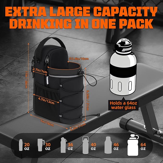 Magnetic Gym Bag with Storage Pockets & Bottle Holder, Lightweight Sports Organizer with Detachable Shoulder Strap, Fitness Bag for Gym, Training, Travel & Home Gym, Durable Strong Magnets Design