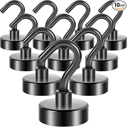 Neosmuk Magnetic Hooks, Heavy Duty 40lb+ Strong Magnet Hook for Cruise Cabins, Cruise Ship Essentials for Hanging, Metal Wall Refrigerator Hangers (Grey, 10 Pack)
