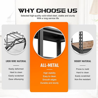 2 Tier Storage Shelves,Metal Shelving Units,Waterproof Bathroom Storage Racks,Double-Layer Adjustable Multi-Purpose Shelves,Suitable for Bathrooms,Kitchen,Garages,Warehouses,and Basements