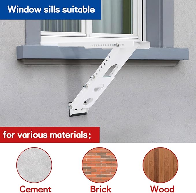 GNILLKO Window Air Conditioner Support Bracket, Support Up to 85 lbs, Universal for 5,000-12,000 BTU AC Units, Window AC Bracket Light Duty