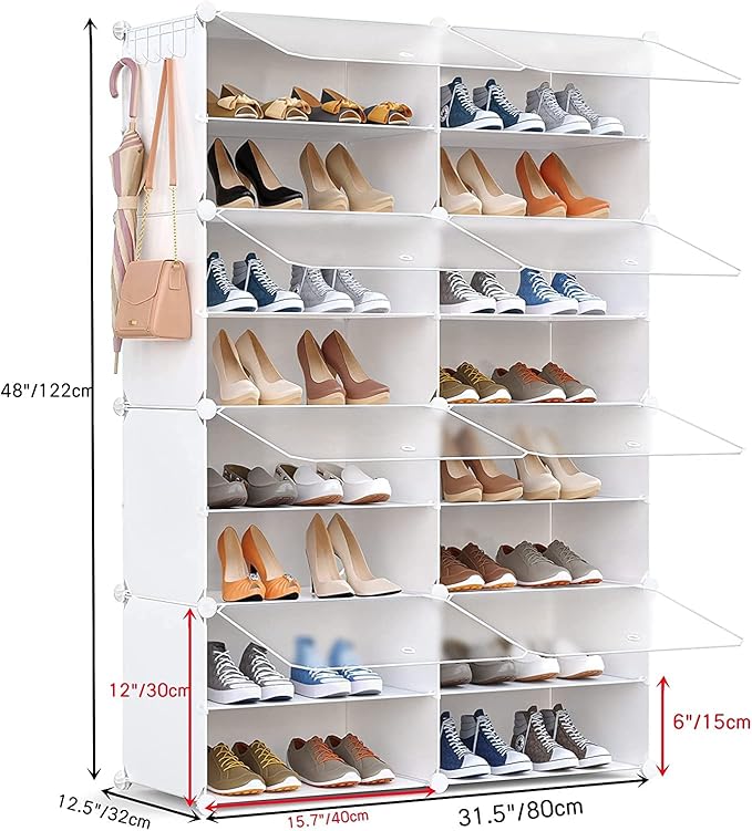 Shoe Storage,32 Pairs Shoe Rack Organizer for Closet Shoe Cabinet with Door Shoe Shelves for Closet,Entryway,Hallway,Bedroom