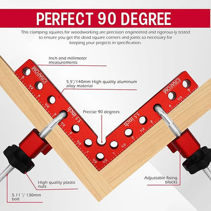 Corner Clamp for Woodworking, 90 Degree Corner Clamp With Box, Set of 8(3” 5.5”) Aluminum Alloy Right Angle Clamp, Wood Working Tools, Positioning Squares for Frame, Box, Cabinets, Drawers.