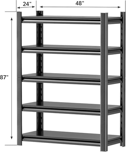 Heavy Duty Garage Shelving,87" Hx48 Wx24 D 5-Tier Storage Shelves,3000 lbs Capacity,Easy Assembly Adjustable Stainless Metal Shelf,Suitable for Garage Basement Office Farmhouse etc
