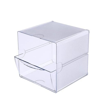 Deflecto Stackable Cube Organizer, Desk and Craft Organizer, 1 Drawer, Clear, Removable Drawer, 6"W x 6"H x 7"D (350801)