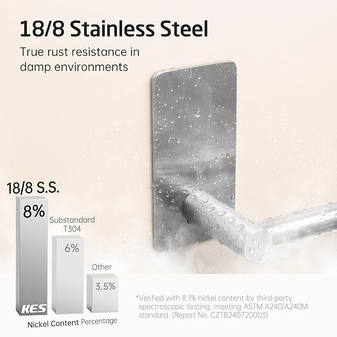 KES Adhesive Towel Bar 30-Inch Bathroom No Drill Towel Holder Sticky on Towel Rack Easy Install SUS304 Stainless Steel Rustproof Brushed Finish, A7000S75B-2