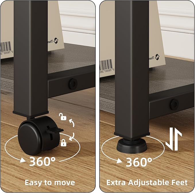 YAOHUOO 22"x15" Large Printer Stand with Drawer and-side Bag, Adjustable 3-Tier Printer Cart for Home Office, Rolling Printer Stand Fit Heat Press/Laser/3D Printer (Grey)
