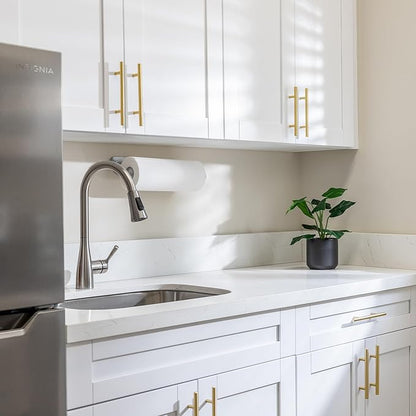 JOY DECOR 10 Pack Cabinet Handles, Gold Cabinet Pulls, 8-3/4 in Hole Center Kitchen Cabinet Handles, Stainless Steel T Bar Handles for Dresser Drawers