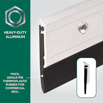 M-D Building Products 69604 All Season Aluminum Door Sweep for Bottom of Door, Heavy Duty Rubber Seal, Exterior & Interior Weather Stripping Bottom Door Seal, Commercial & Residential, (Silver, 48in)