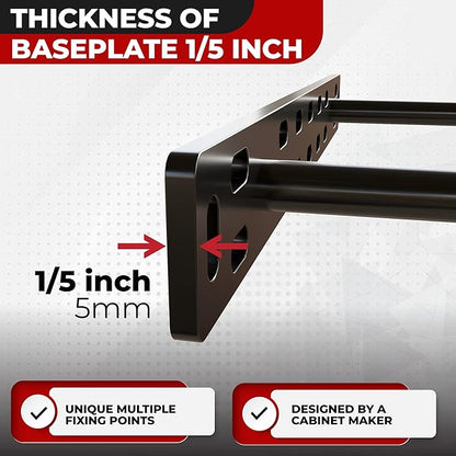 Set of 2 Floating Shelf Brackets 11 inch Multiple Mounting Location Baseplate/Heavy Duty Black Painted Mild Steel Bracket Hidden Wall Shelves Support Hardware Mount Kitchen/Nursery Decor(10 inch Rods)