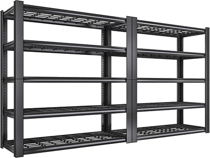 REIBII 2-Pack Commercial Heavy Duty Shelving, 3010 LBS Capacity per Shelf 72" H Industrial Storage Rack, 5-Tier Adjustable Boltless Rivet Metal Shelving Unit for Warehouse Garage Workshop Retail Store