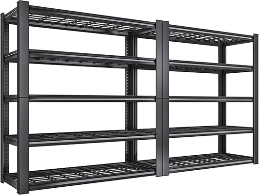 REIBII 2-Pack Commercial Heavy Duty Shelving, 3010 LBS Capacity per Shelf 72" H Industrial Storage Rack, 5-Tier Adjustable Boltless Rivet Metal Shelving Unit for Warehouse Garage Workshop Retail Store