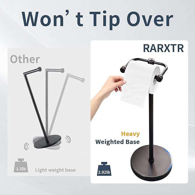 Toilet Paper Holder Stand, Post Pivoting Design Free Standing Toilet Paper Holder, SUS304 Stainless Steel Toilet Paper Roll Holder, Heavy Stable Base (Oil Rubbed Bronze)