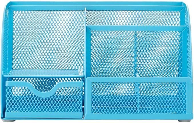 Annova Desk Organizer Wire Mesh 3 Tier Sliding Drawers Paper Sorter/Multifunctional/Premium Solid Construction for Letters, Documents, Mail, Files, Paper, Kids' Art Supplies (Blue)