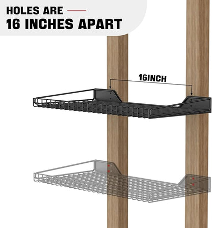 Ultrawall Wall Mounted Storage Shelf for Garage, 4 Pack Metal Shelf Rack, Heavy-Duty Wall Organizer Shelves Suitable for Shop, Shed, Garage 23.5inch x 12inch(Black)