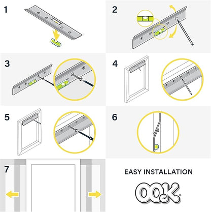 OOK 55310 French Cleat, Picture and Mirror Hanger with Hardware, 60lb, Aluminum (7 Piece)