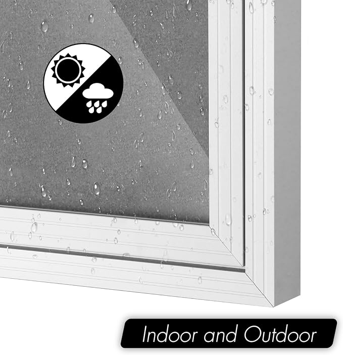 INNOVART Enclosed Bulletin Board 48” x 36”, Lockable Fabric Noticeboard with Aluminum Frame, Wall Display Case with 2 Swing-Open Doors Grey Felt, Information Cabinet for School, Office, Commercial