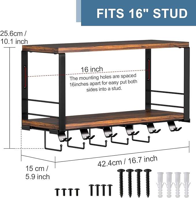 TJ.MOREE 2 Tier Floating Shelf Compatible with Tonal Accessories, T-Bracket Lock Adapters Hanger, Wall Mount Home Gym Storage Rack for Fitness Equipment