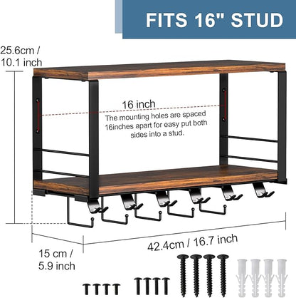 TJ.MOREE 2 Tier Floating Shelf Compatible with Tonal Accessories, T-Bracket Lock Adapters Hanger, Wall Mount Home Gym Storage Rack for Fitness Equipment