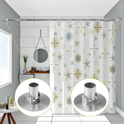 Shower Curtain Rod Bracket, 2Pcs Different Sizes Titanium Steel Shower Curtain Rod Single Swivel Flange Curtain Rod Wall-Mount Bracket with Screws (Silver, Inner Dia. 22mm & 26mm)
