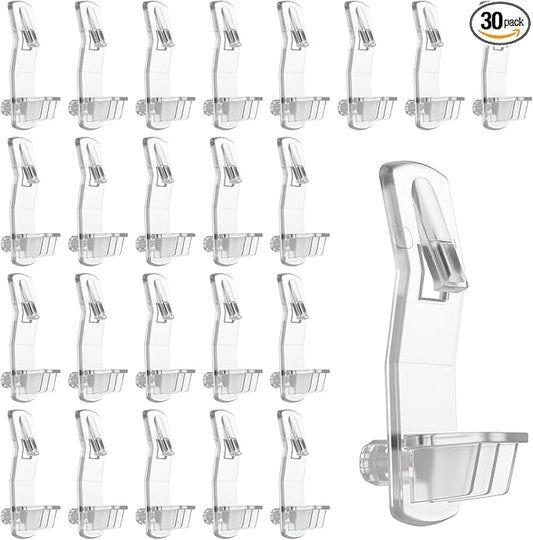 30 Pcs Plastic Locking Shelf Pins, Shelf Support Peg Clips Clear Cabinet Shelfs Pins for 1/4inch Diameter Hole and 25/32inch Shelfs for Kitchen Cabinet Furniture Book Shelves
