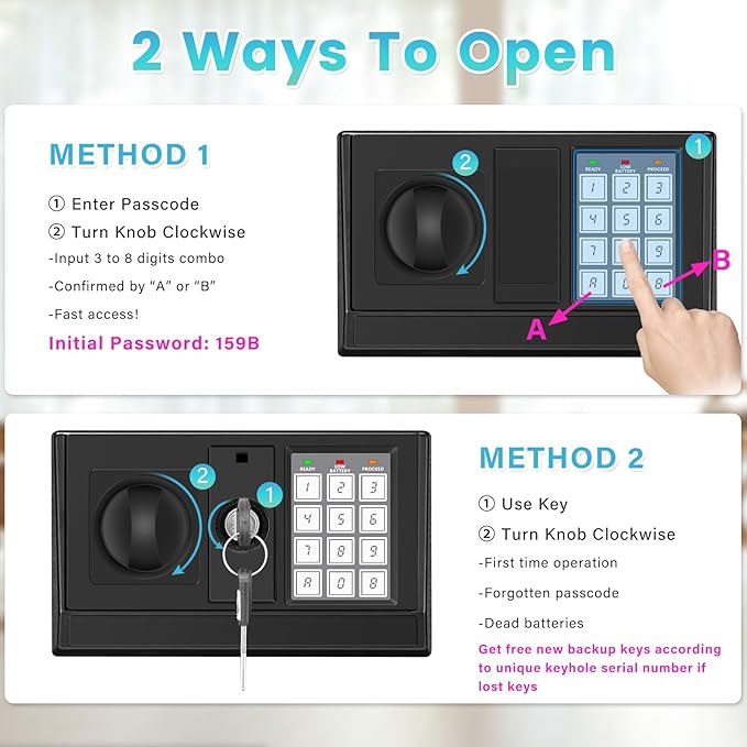 2.7 Cuft Safe Box, Home Safe with Fireproof Waterproof Bag, Anti-Theft Digital Security Lock Box with Smart Alert System, Removable Shelf, Mute Function, Personal Document Safes for Money Jewelry