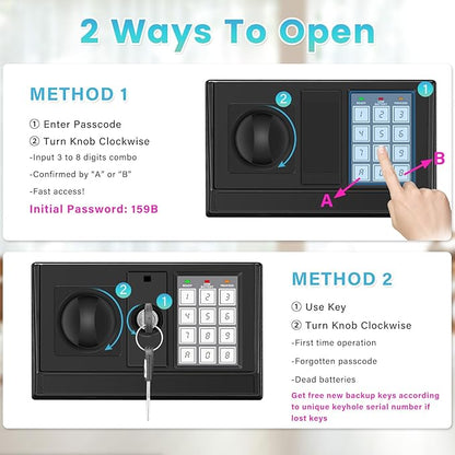 2.7 Cuft Safe Box, Home Safe with Fireproof Waterproof Bag, Anti-Theft Digital Security Lock Box with Smart Alert System, Removable Shelf, Mute Function, Personal Document Safes for Money Jewelry