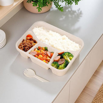 Bento Box Adult Lunch Box 4 Pack Lunch Containers 4-Compartment Reusable Food Storage Snack Containers Dishwasher Safe Stackable for Work & Travel