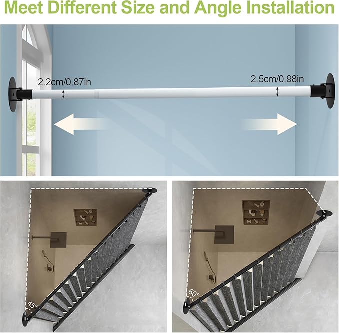 Adjustable Shower Curtain Rod Bracket, 2Pcs Different Sizes Titanium Steel Single Swivel Flange Heavy Duty Closet Rod Holder with Screws (Black, Inner Dia. 22mm & 26mm)